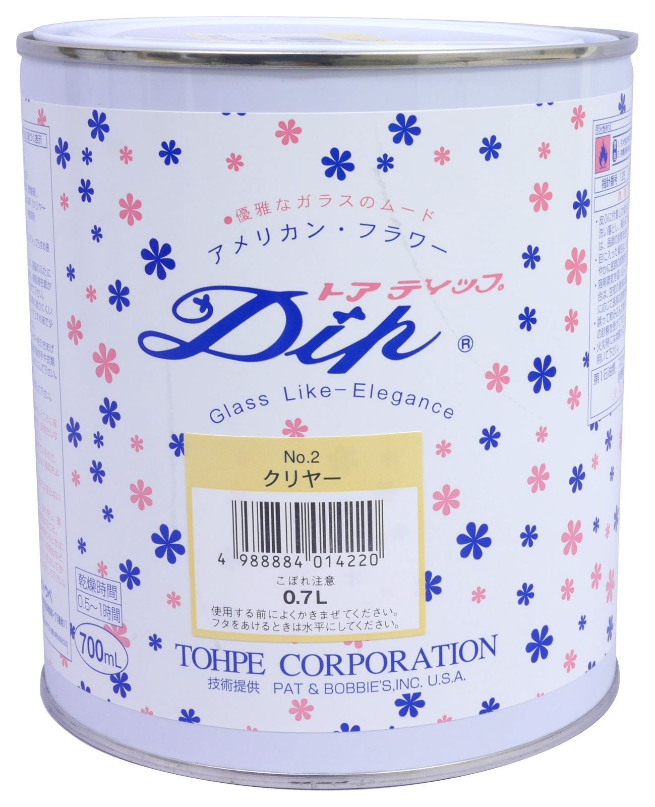 【激安セール】亀島商店 トウペ アメリカンフラワー ディップ液 トアディップ Col.2 クリヤー 700ml AD-0702 透明