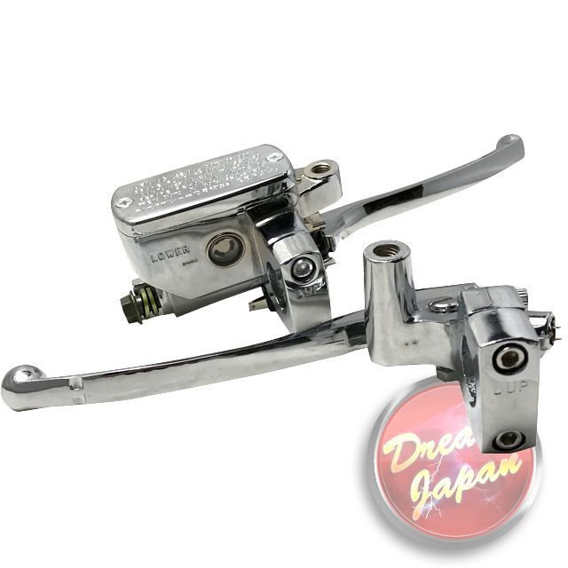 バイク 25 mmハンドル用 1インチ ブレーキ クラッチレバー マスターシリンダー セット メッキ 汎用 ドラッグスター バルカン シャドウ
