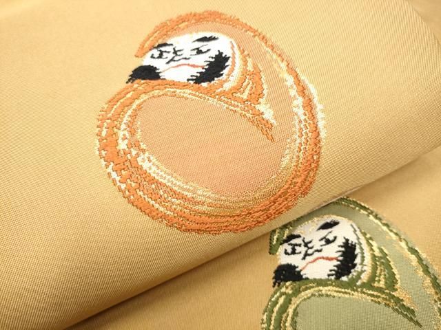 平和屋着物○九寸名古屋帯 唐織 だるま 金糸 三越扱い 正絹 逸品