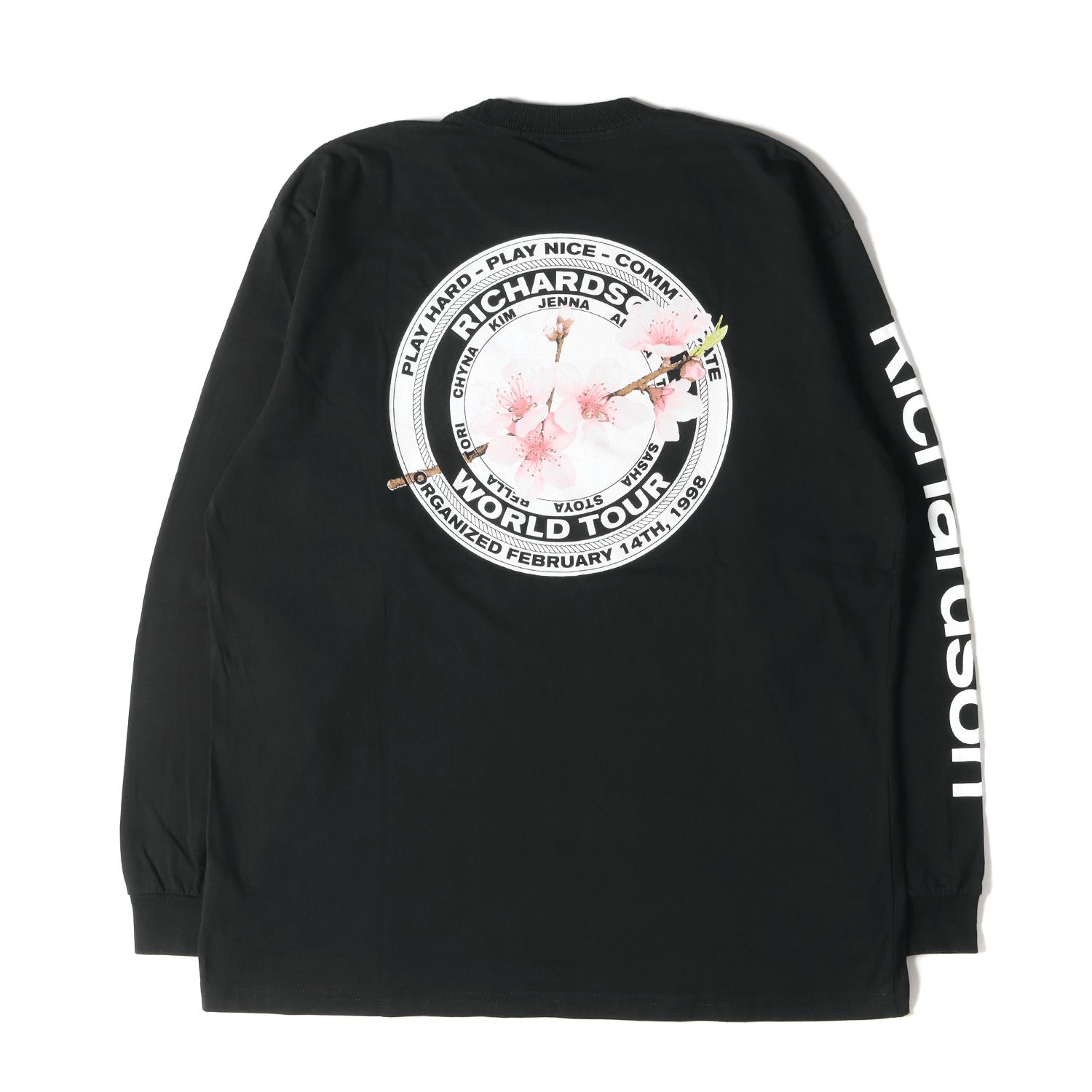 美品 Richardson リチャードソン Tシャツ サイズ:L チェリーブロッサムロゴ プリント クルーネック ロングスリーブ Tシャツ 長袖  ブラック 黒 トップス カットソー ロンT ブランド - メルカリ