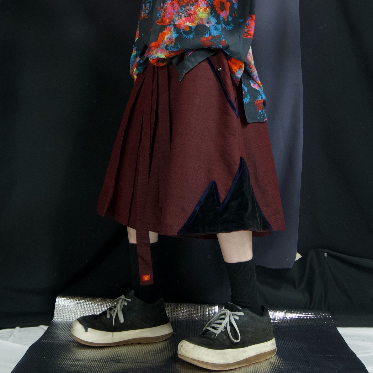 90s TAKUYA ANGEL Velour Switched Wide Pleats Iridesent