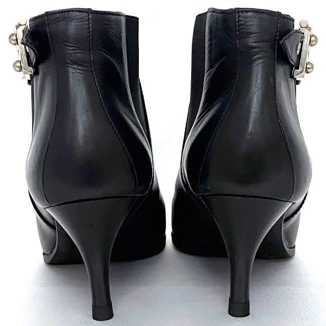 エルメス　レザー 黒 ブーティ エルメス ブーティ ブラック サックアデペッシュ 美品 22.0cm レザー