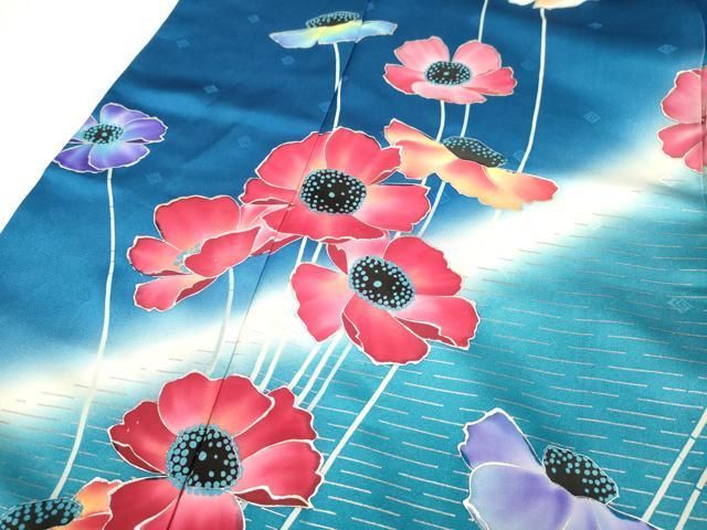 振袖帯セット豪華振袖　草花文　暈し染め　銀彩　正絹 振袖フルセット豪華振袖 草花文 暈し染め 銀彩 正絹