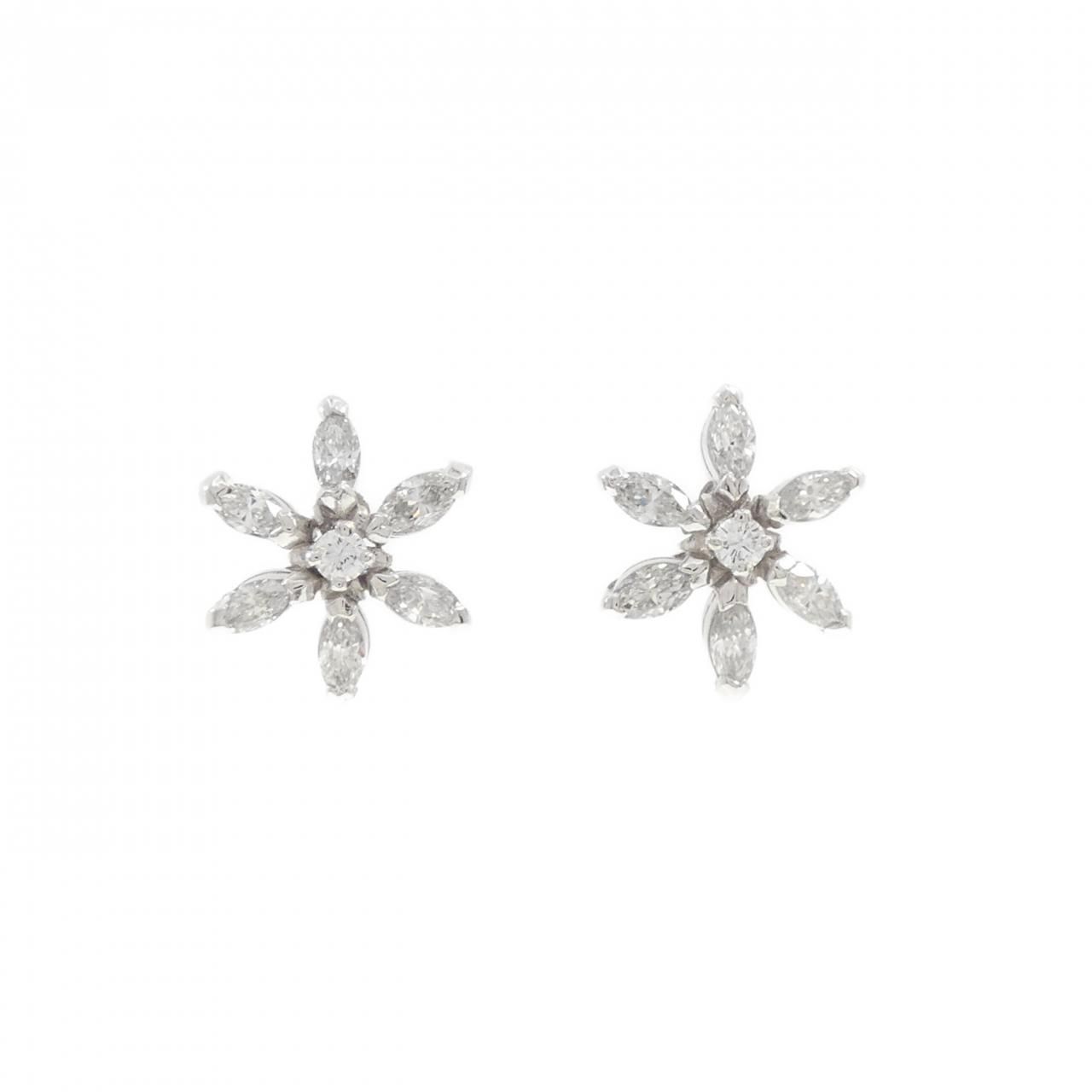 K14WG フラワー ダイヤモンド ピアス 1.040CT