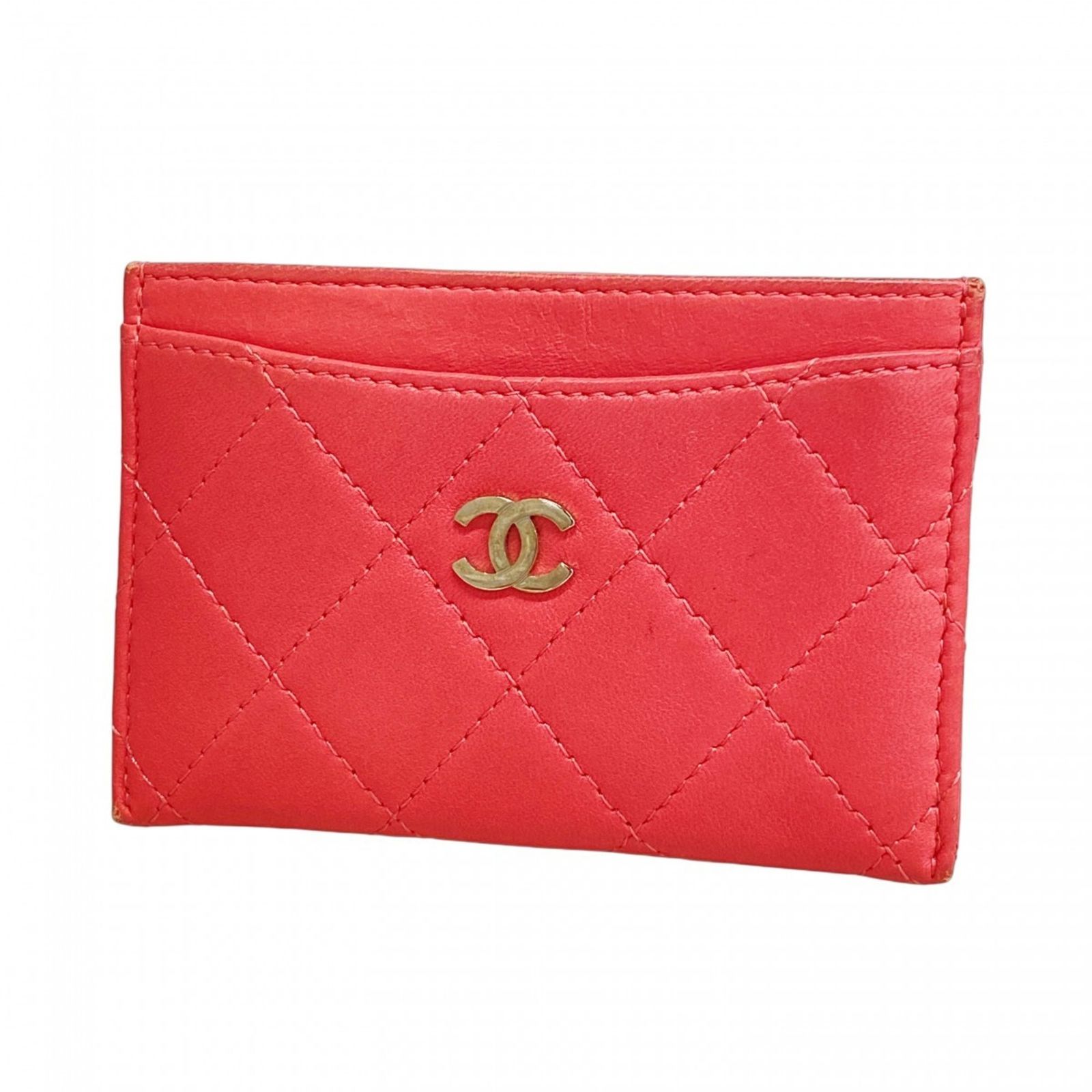 シャネル Chanel シャネル 名刺入れ カードケース マトラッセ ラムスキン ピンク レディース