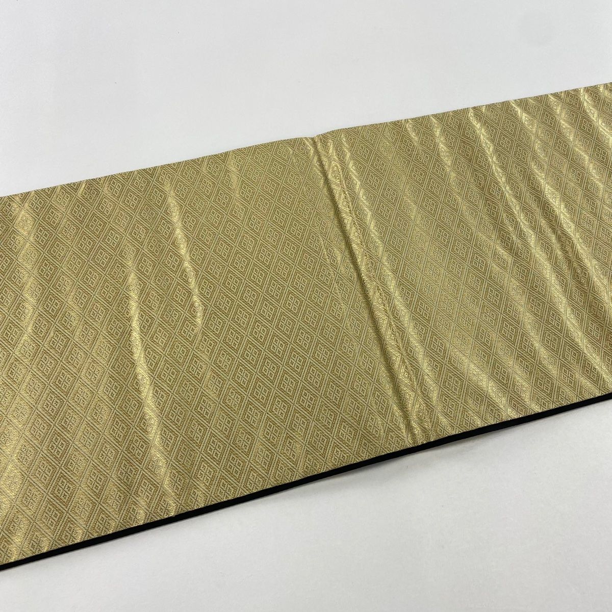袋帯 美品 秀品 桜 斜縞 金銀糸 箔 金色 六通 正絹 【中古
