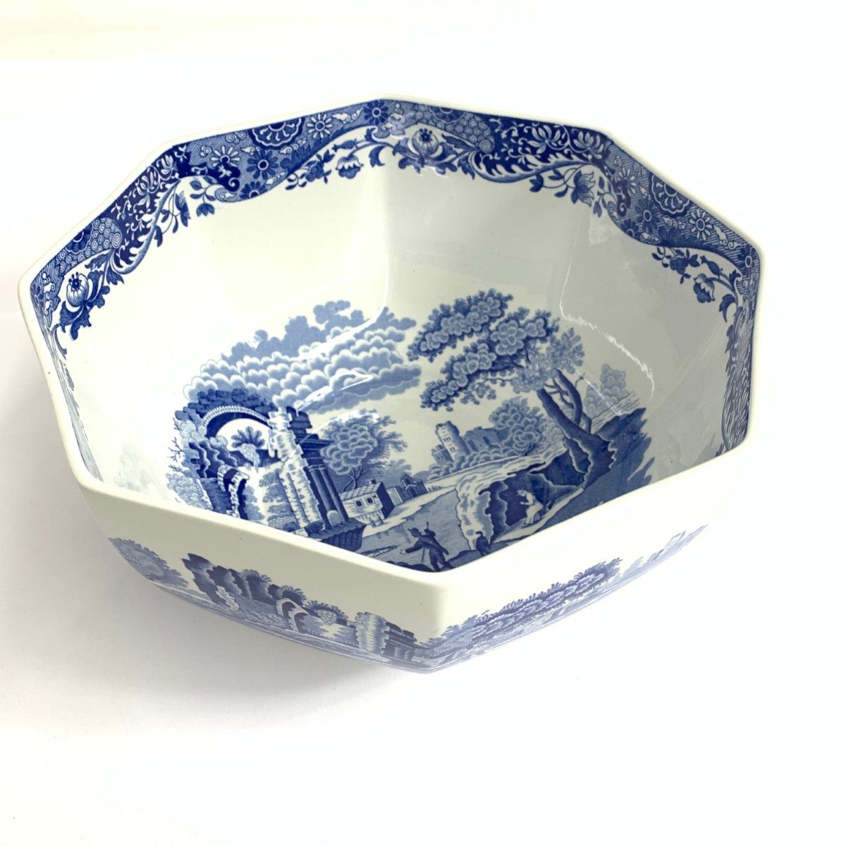 SPODE スポード 八角ボウル/ブルーイタリアン 口径25㎝ ホワイト