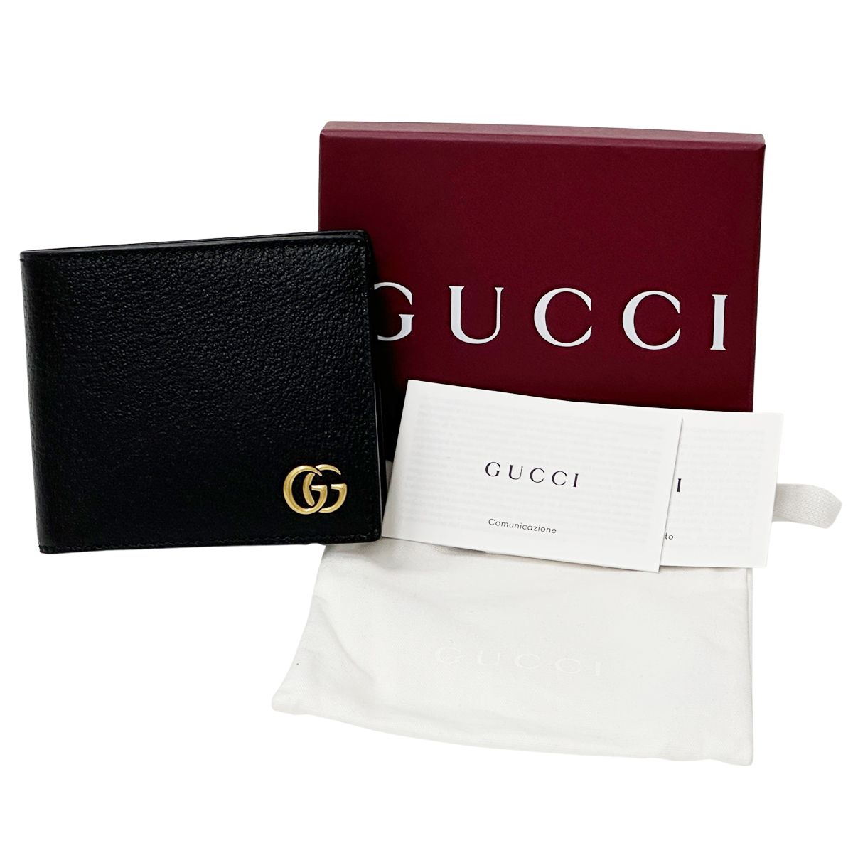 良品◯グッチ　長財布　GGシマレザー　ゴールド金具　ブラック　メンズ 直営店買付】グッチ☆GGマトラッセ レザー ウォレット☆723786