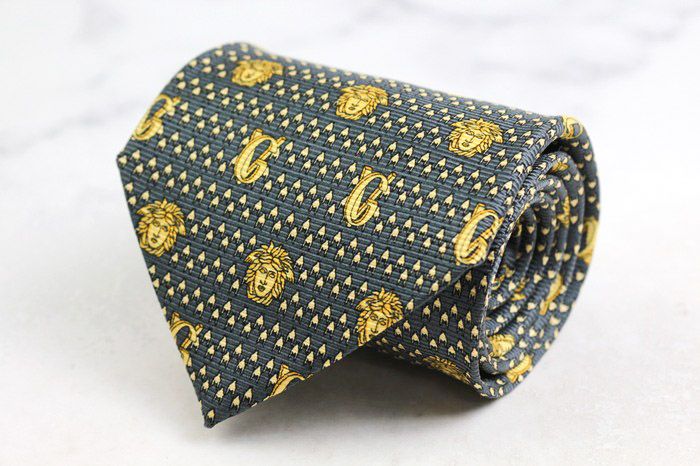 ヴェルサーチ ブランド ネクタイ メデューサ柄 ロゴ 小紋柄 シルク