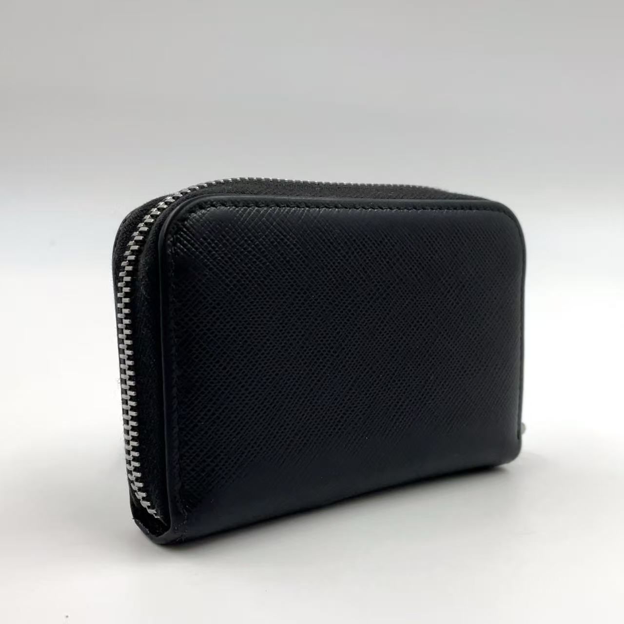 PRADA サフィアーノ カードケース レザー ブラック コインケース シルバー