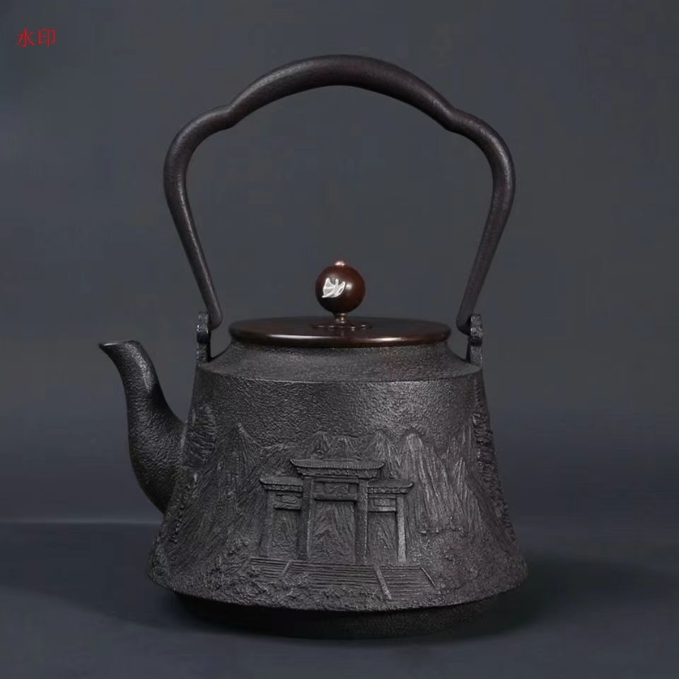 人気推薦 鉄瓶 鉄器 急須 鉄びん 鉄分補給 未塗装鉄器 茶壺 提梁壷 老鉄瓶 茶器 1200ML