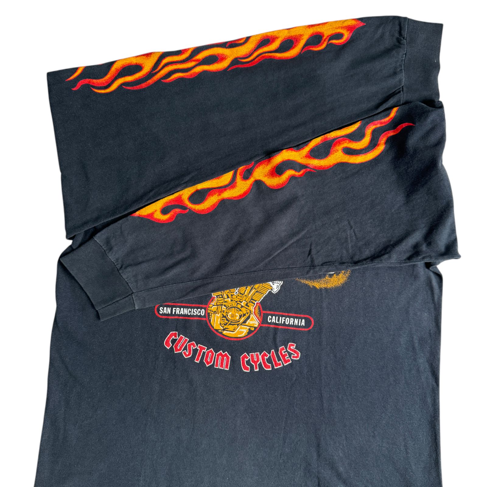 90s Frisco Choppers Flame Sleeve 長袖Tシャツ Lサイズ フリスコ 