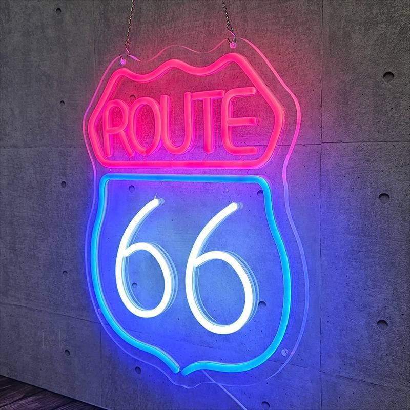 ネオンサイン LEDサインボード 壁掛け ルート66 LEDネオンライト