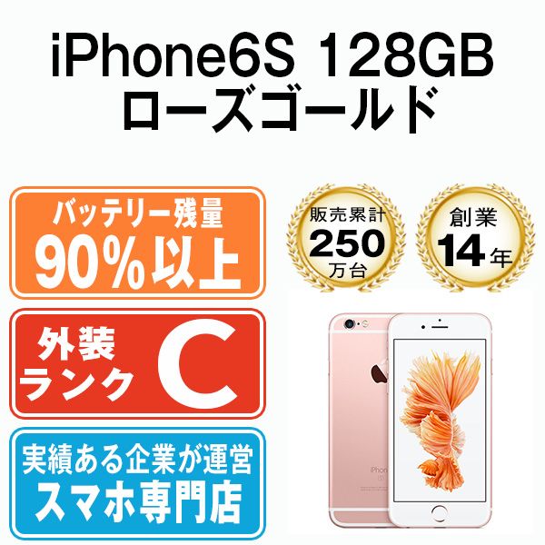 バッテリー90%以上 【中古】 iPhone6S 128GB ローズゴールド SIMフリー