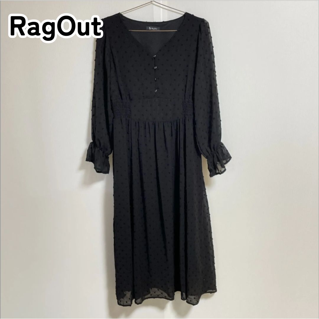 RagOut ラグアウト M ブラック ロングワンピース シャツワンピース