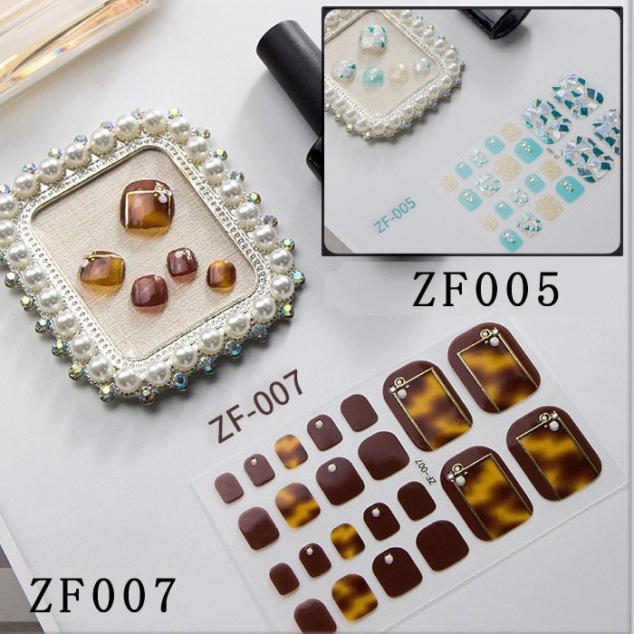 Nail Stickers, Just Stick on Your Feet, Gel Nails, 3D, Easy, Easy, Self-Nail, Office Manicure, Foot Gel, Foot Gel, Summer Deco Stickers, Patterns, Flowers, Butterflies, Roses, Stars, Botanical, Cute, Simple, Bridal, Silver, Gold, White, White, Gradation, Single Color, 4