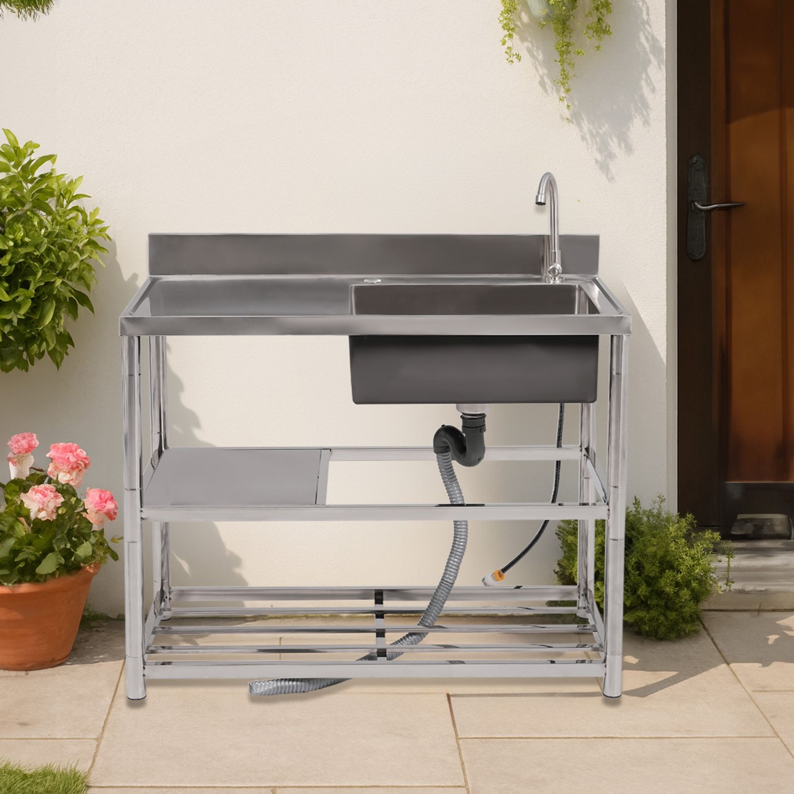 【幅100cm】屋外 流し台 ステンレス ガーデンシンク 作業台 キッチン 台所 幅100cm】屋外 流し台 ステンレス ガーデンシンク 作業台 キッチン