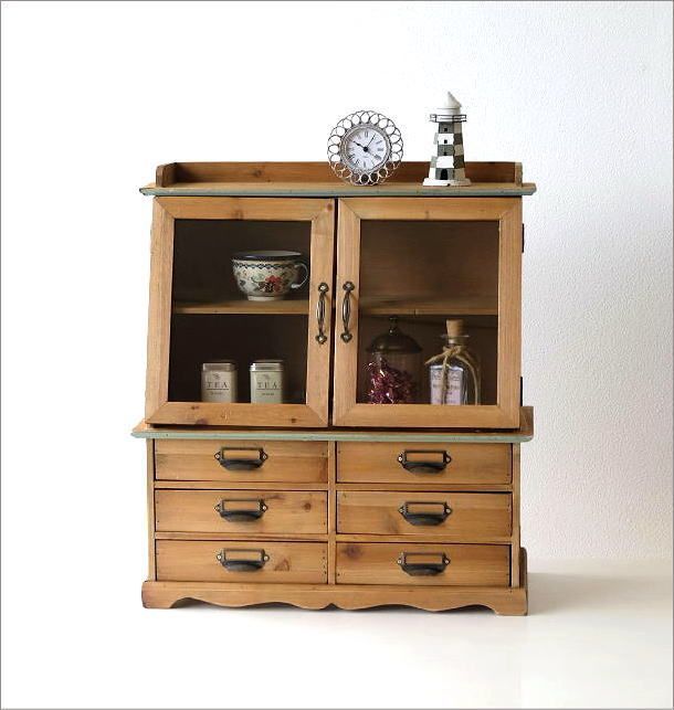 レトロ木製収納キャビネット レトロな飾り棚 チーク無垢材