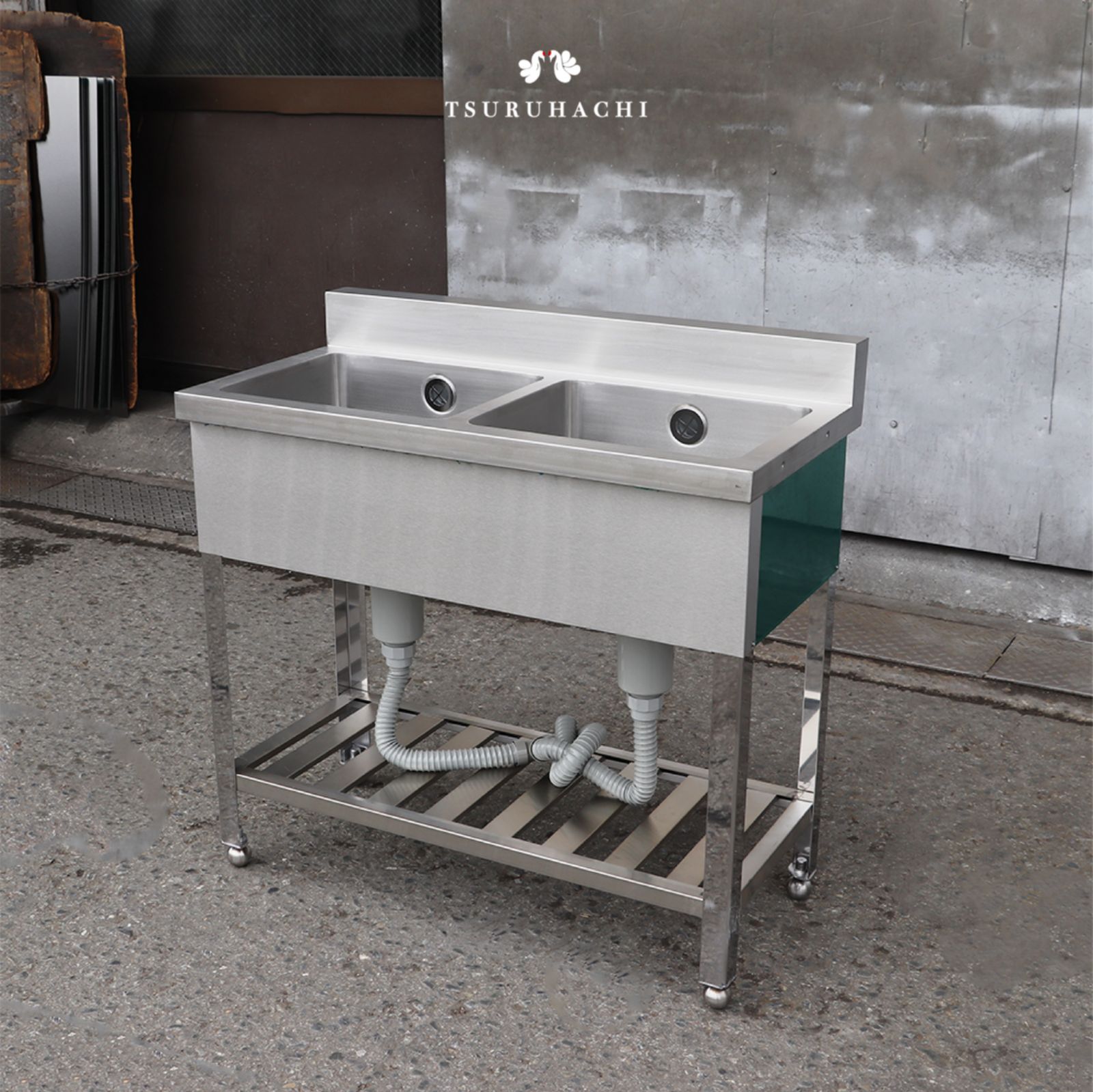 横幅1800 × 奥行600 × 高さ800 mm 二槽シンク