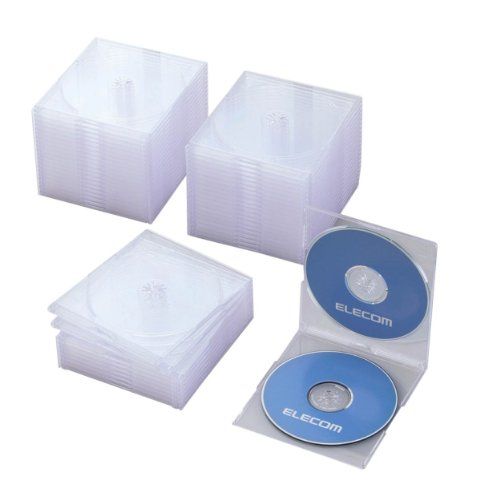 エレコム CD/DVD/Blu-ray ケース スリム 2枚収納 50パック クリア CCD-JSCSW50CR （1点）