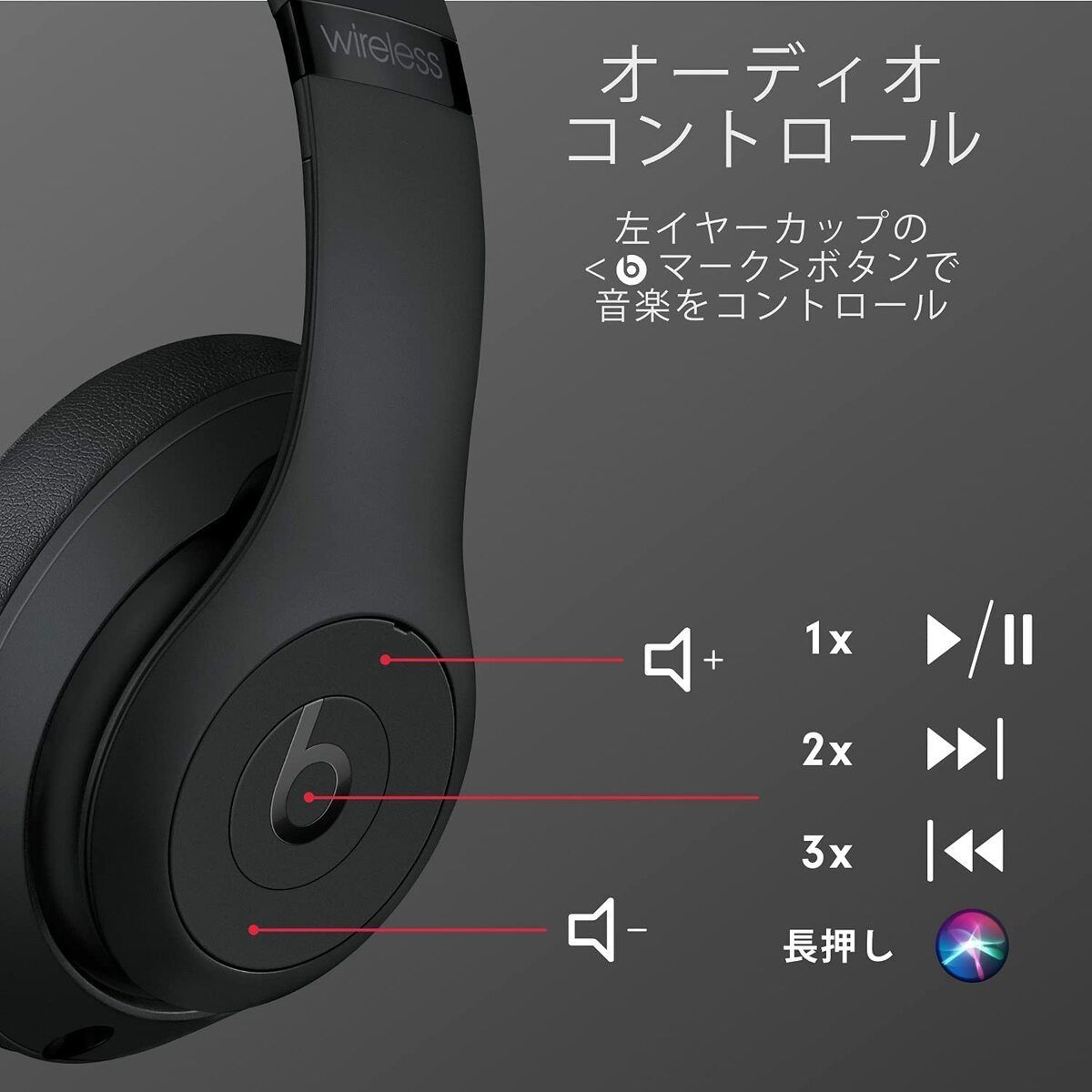 Beats Studio3 ビーツ スタジオ3 ワイヤレス ノイズキャンセリング ヘッドホン 輸入品 シャドウグレー - メルカリ