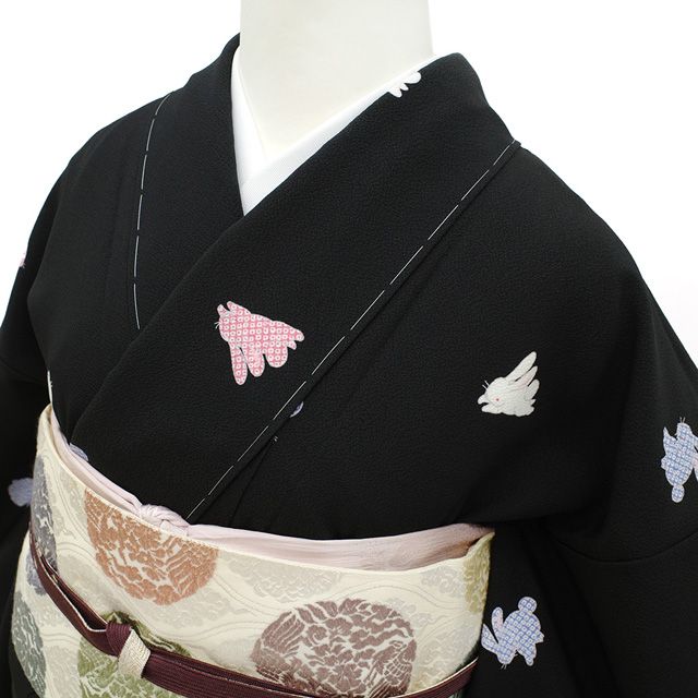 新古品】 小紋 着物 未使用 正絹 袷 江戸の粋 夢こまち うさぎ 落款