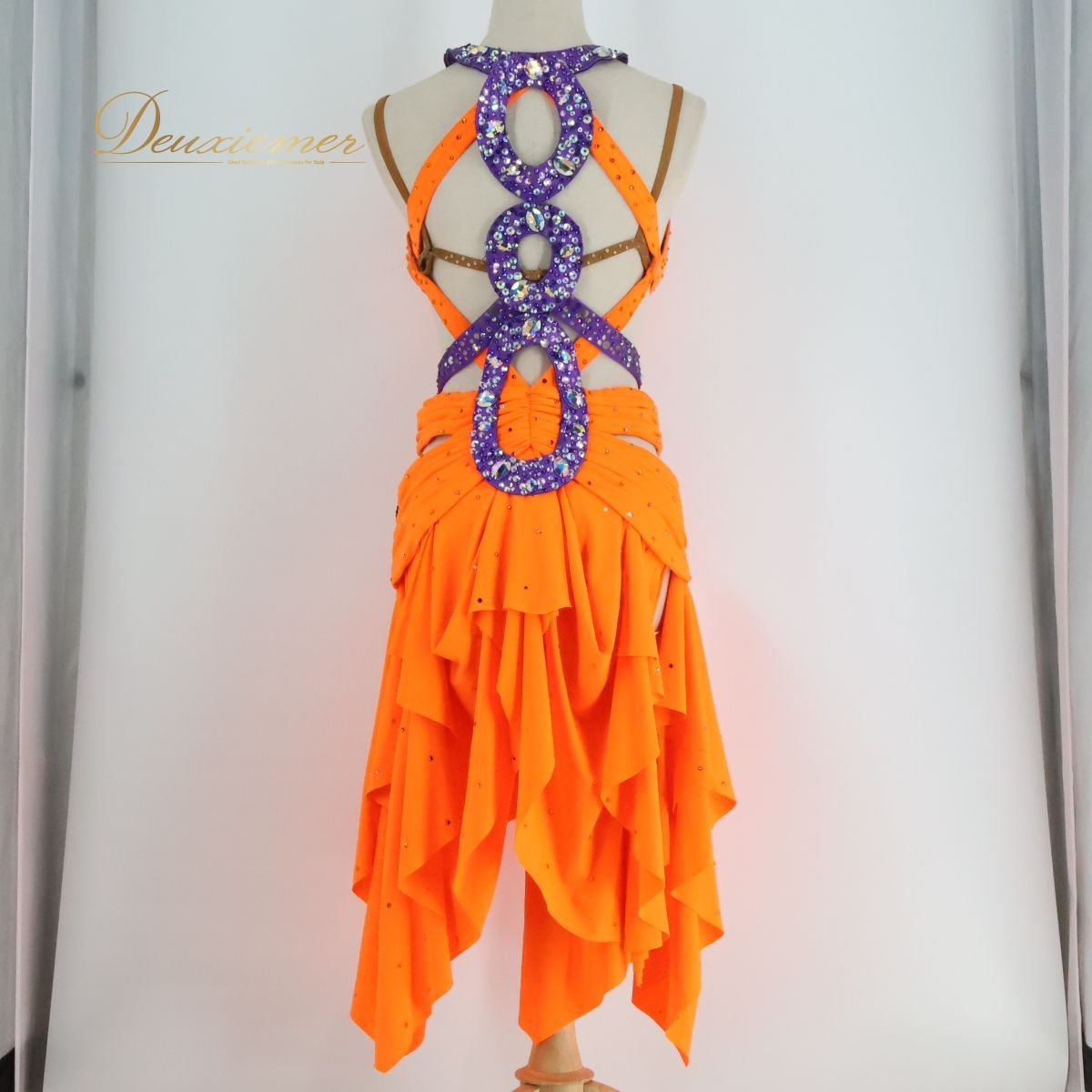 社交ダンス用オレンジドレス 兼用できちゃう ラテンドレス No.75309