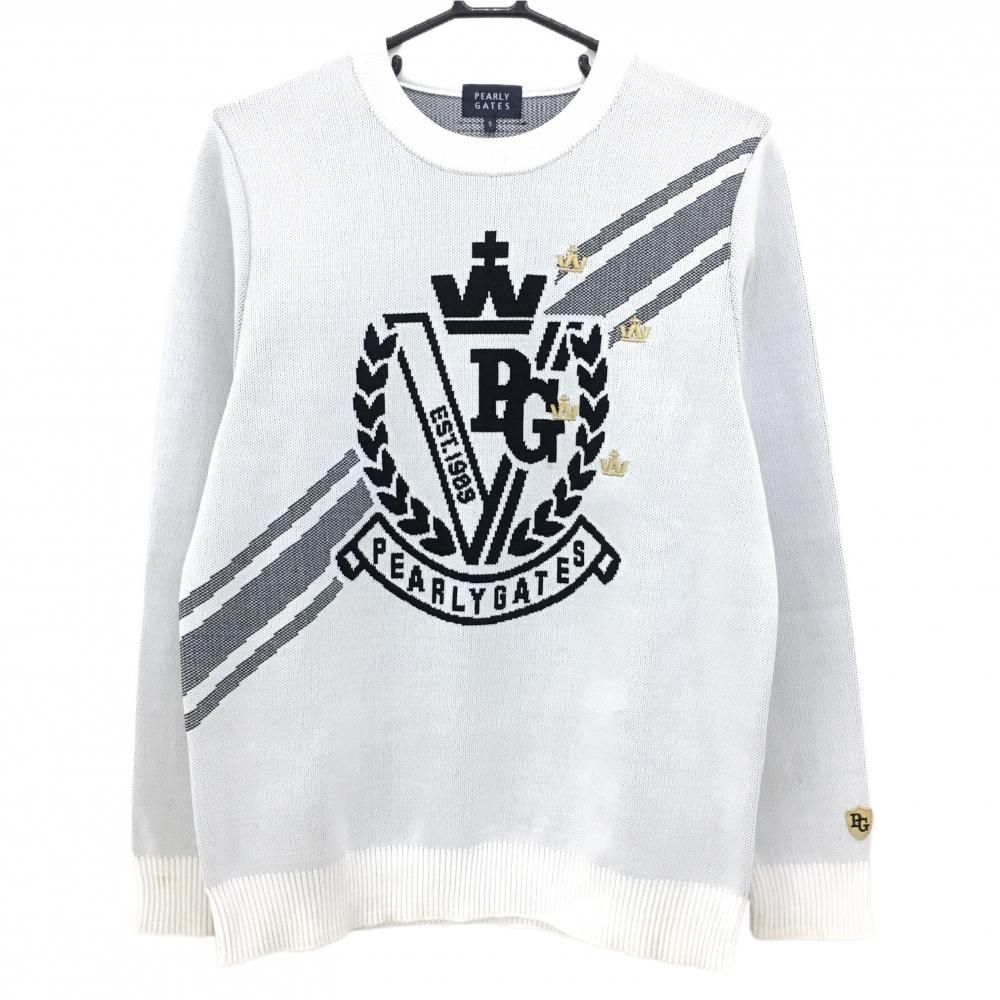 ☆特価☆パーリーゲイツ セーター 白×黒 フロントロゴ ニット