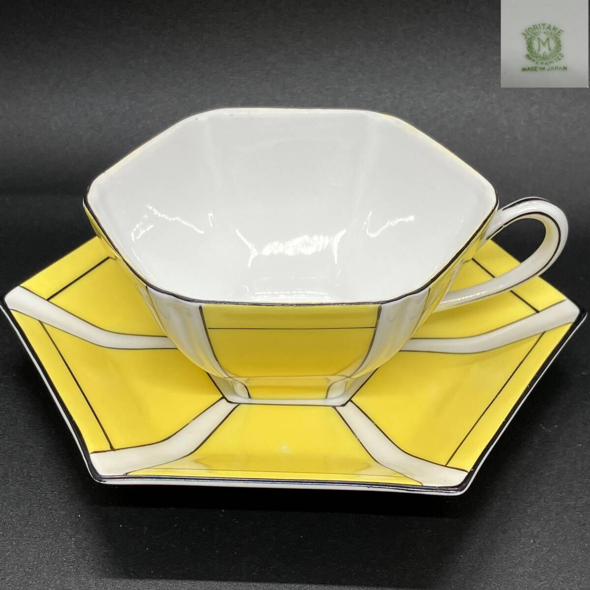 オールドノリタケ アールデコ イエロー ストライプ アンティーク