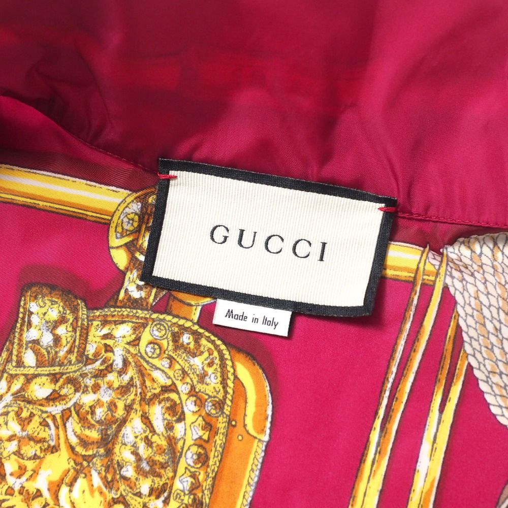 美品 GUCCI ブルゾン ジャケット 金ボタン タッセル リネン M 美品 GUCCI ブルゾン ジャケット ホース 馬 タッセル スカーフ柄