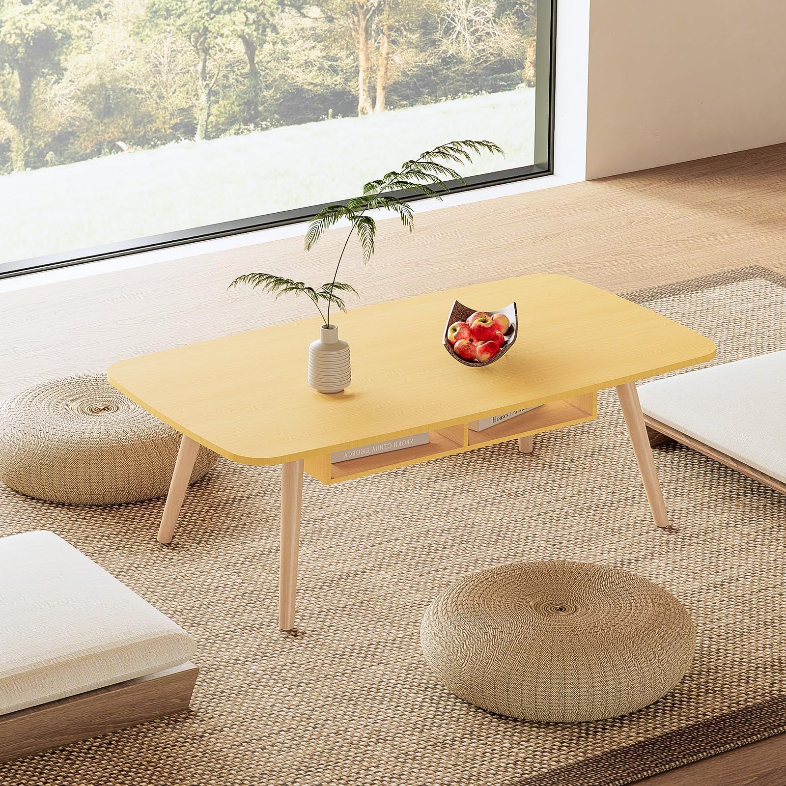 デスク 机 木製 リビング 北欧風 一人暮らし シンプル 幅100×奥行50×高さ42.5cm おしゃれ センターテーブル 組立簡単 ローテーブル 収納付き ZONESUM