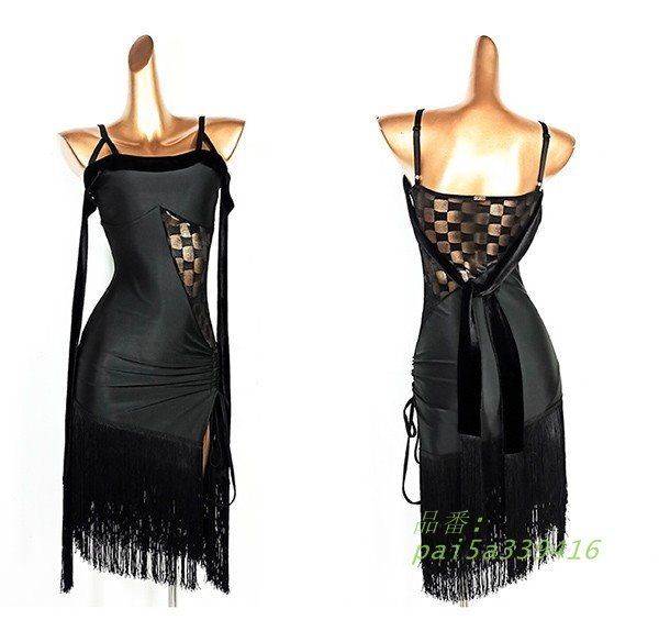 ラテン 衣装 ラテンドレス 社交ダンス衣装 ダンスウエア 黒 豪華なドレス チャチャ サンバ pai5a339416 LLC-HASEGAWATOSO_COM