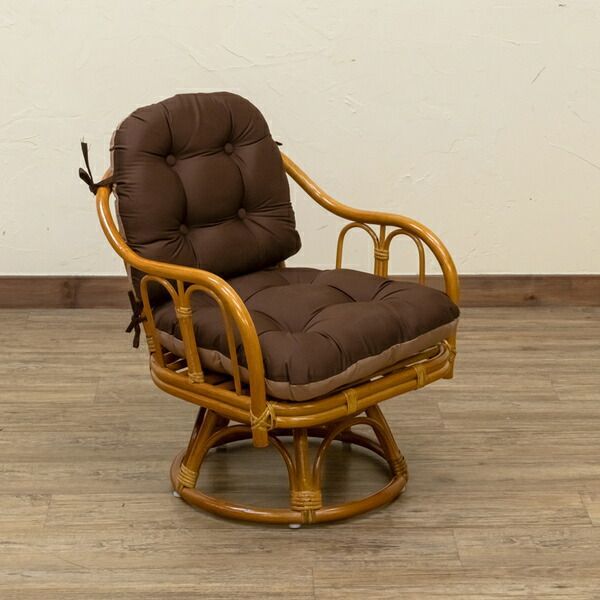 ラタン　クッションリバーシブル回転座椅子　ハニー ラタン クッションリバーシブル回転座椅子 HN（ハニー） 組立品