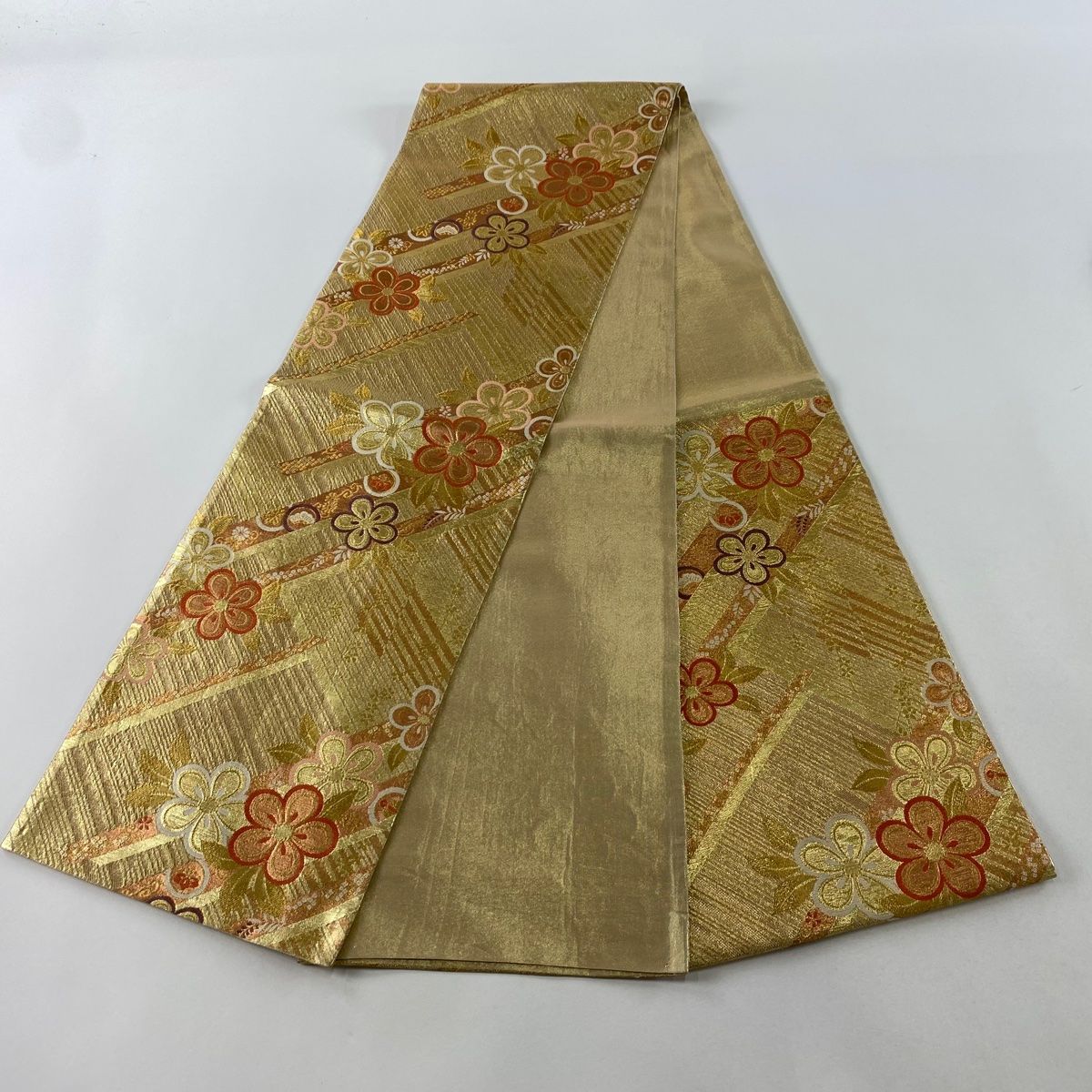 【美品】梅の花　金糸　袋帯 美品】梅の花金糸袋帯