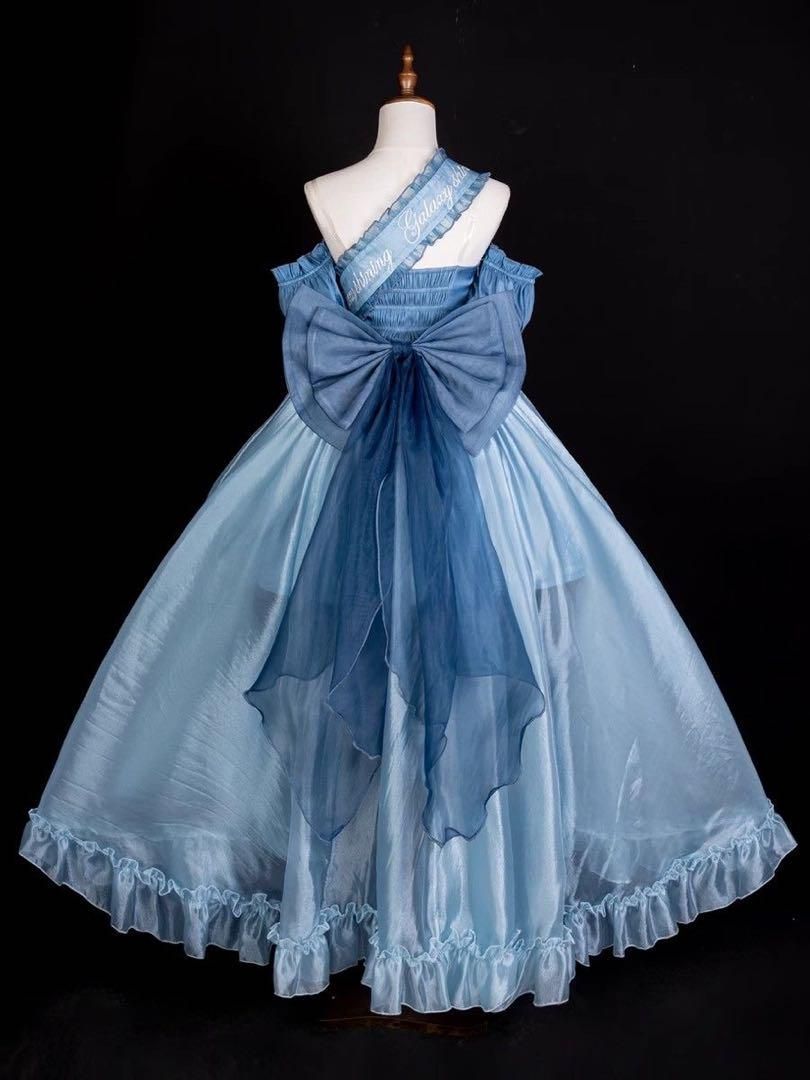 高品質！ ゴスロリ ロリータドレス アイドル衣装 フリル リボン JSK ライトブルー 衝撃価格！