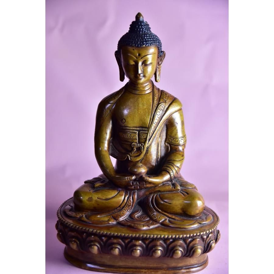 ネパールパタン製 仏像 アミターバ 阿弥陀如来(無量光如来) 銅製