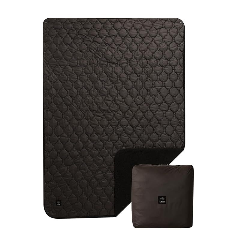 LUGH 魔法瓶ブランケット グラフェン 6層構造 電源不要 防寒 コンパクト キャンプ アウトドア 車中泊 ひざ掛け 洗濯 防災 節電 Lサイズ 138×195cm カラー ミッドナイトブラック