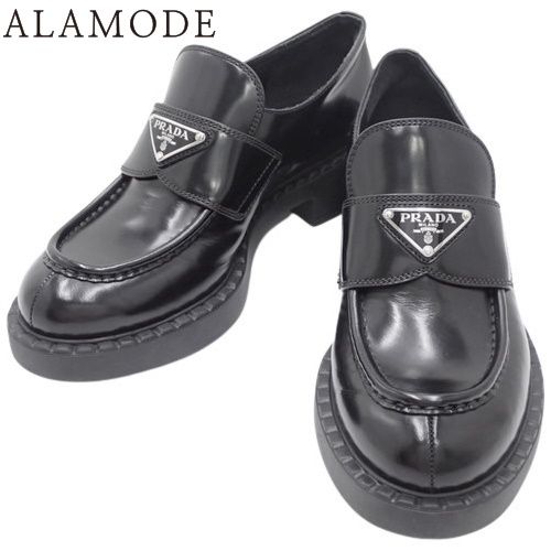 PRADA(プラダ) / チョコレートブラッシュドレザーローファー/US6.5/BLK