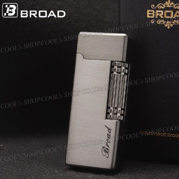 ブラック フリントガスライター Broad 横回し ローラー スリム コンパクト
