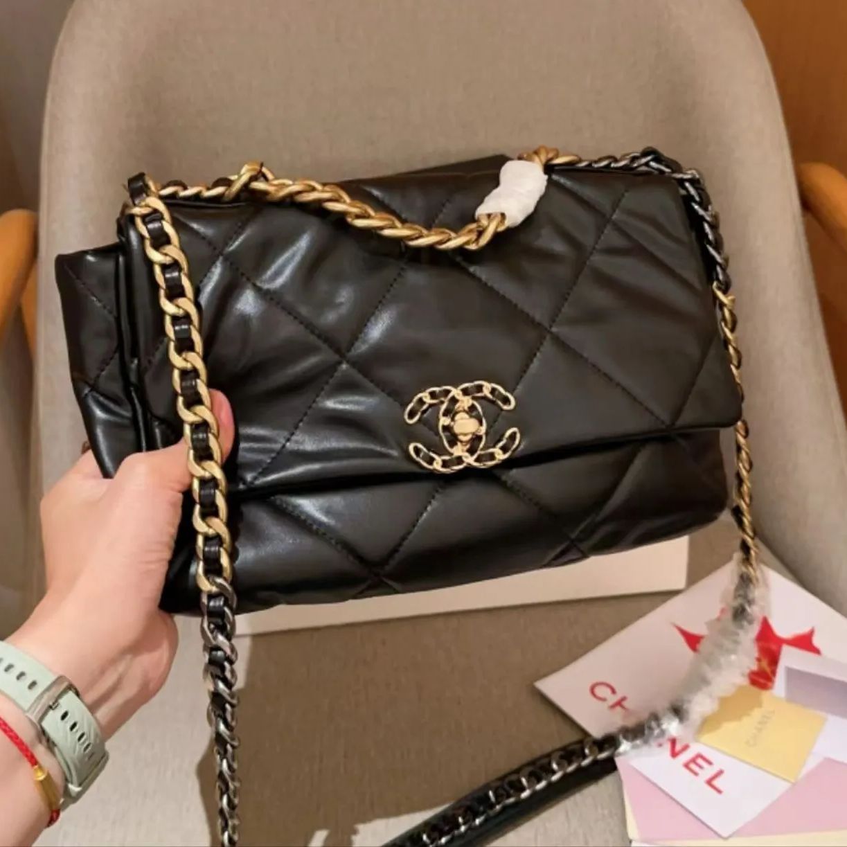 CHANEL シャネル チェーン ショルダー ハンドバッグ ブラック 美品