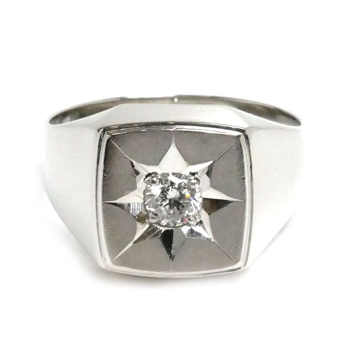 Pt900プラチナ 印台 リング・指輪 ダイヤモンド0.34ct 23号 21.9
