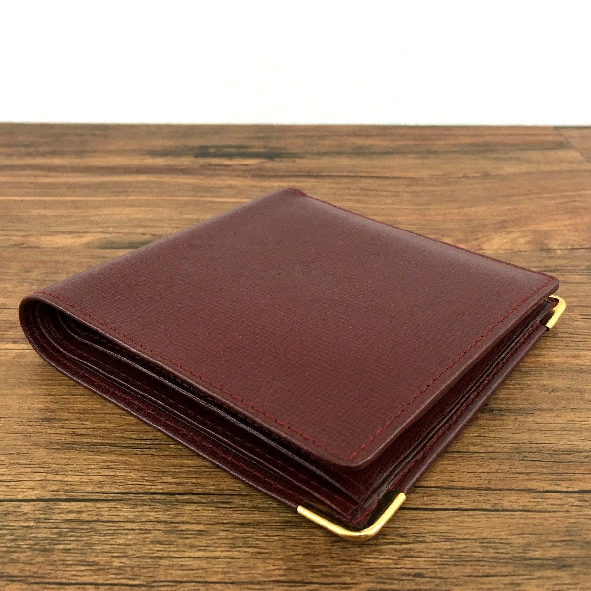 極美品 Cartier 二つ折り財布 L3000165 ボルドー 269-