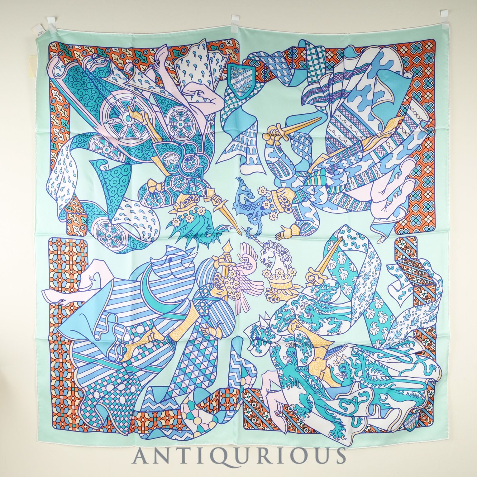 エルメス　カレ90 夢見る決闘　未使用品 エルメス スカーフ カレ 90 夢見る決闘 SILK100% タグ - メルカリ