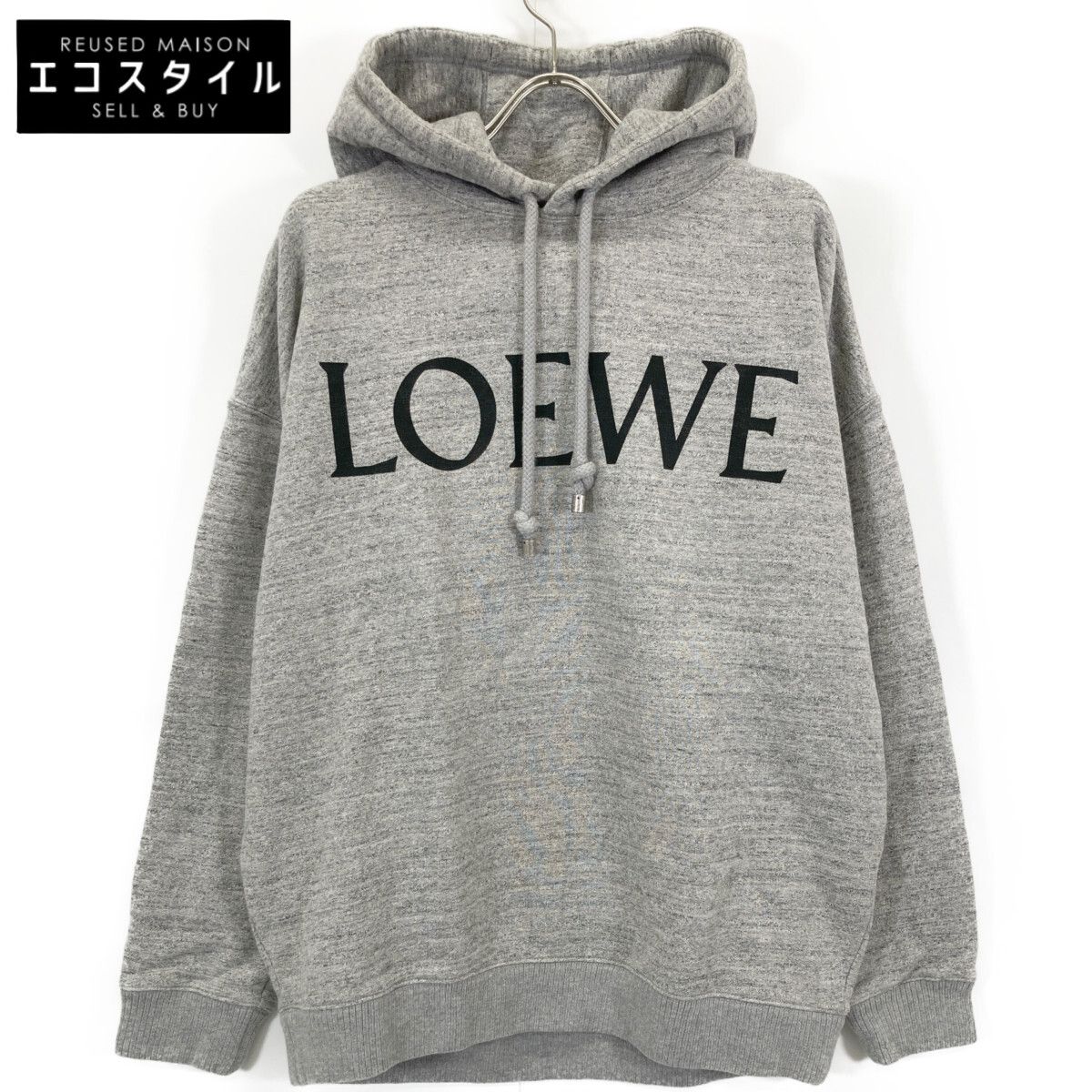 LOEWE ロエベ グレー コットン ロゴ プルパーカー L
