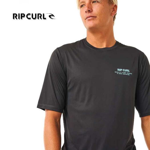 【RIPCURL/リップカール】14WMRV MENS DING REPAIRS SURFLITE UPF S/S 半袖ラッシュガード WASHED BLACK メンズ 速乾 水着