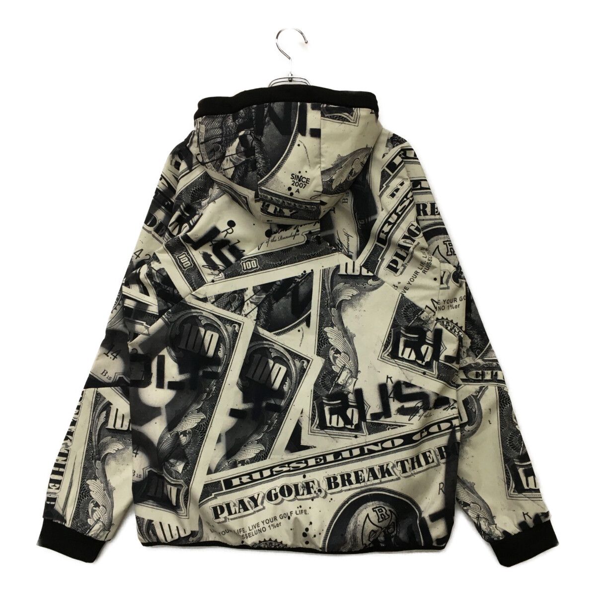 新品未使用　RUSSELUNO ラッセルノ パーカーベロアフーディー 5　春 未使用品 メンズ ラッセルノ RUSSELUNO パーカー 5(L) 黒×白 裏ベロア
