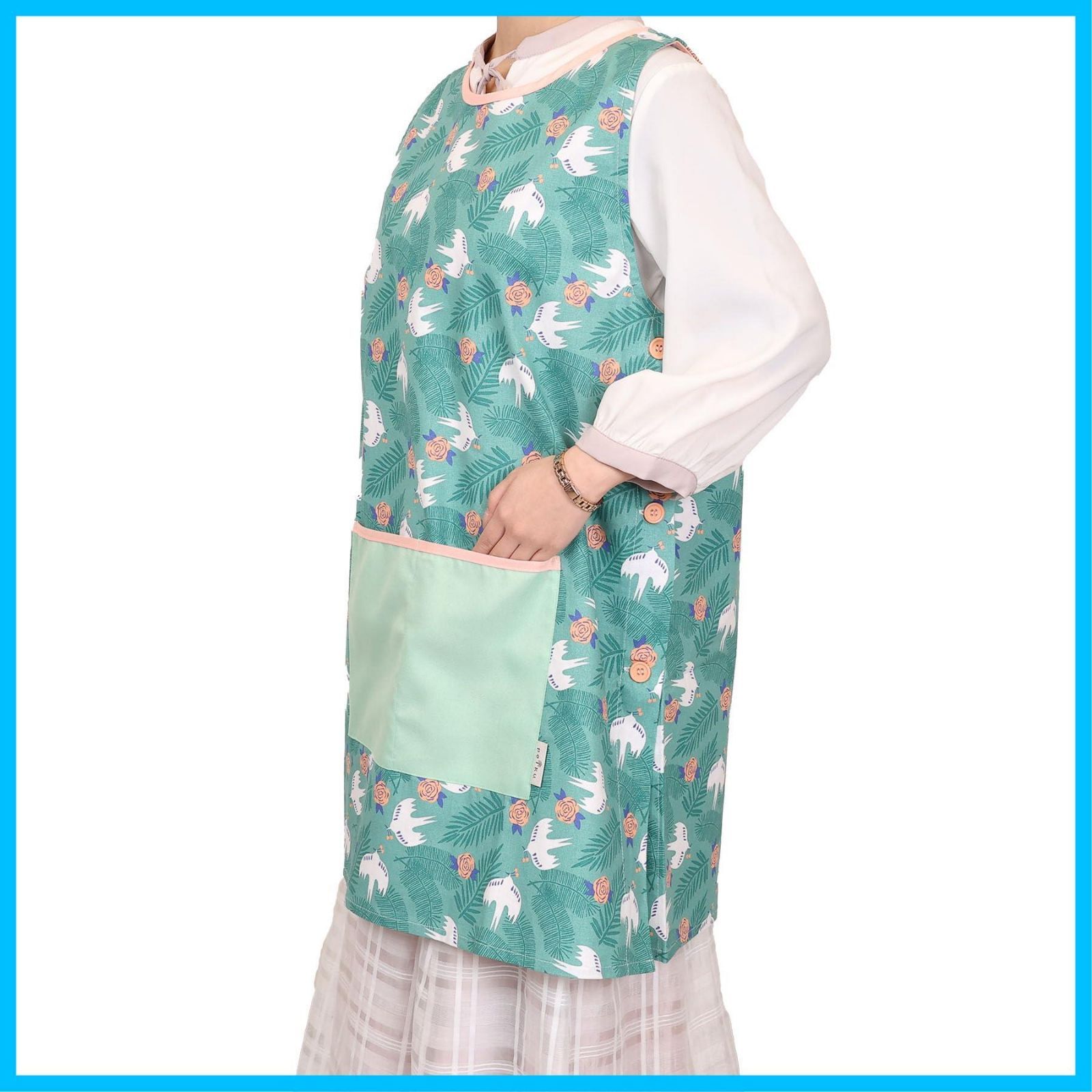 かわいい 北欧 レディース タートルドーブス ポケット付き polku ポルク 保育士 エプロン 丸眞