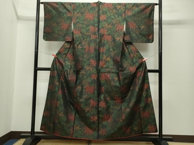 平和屋着物□本場大島紬 泥染め 乱菊 正絹 逸品 CAAP1609ze