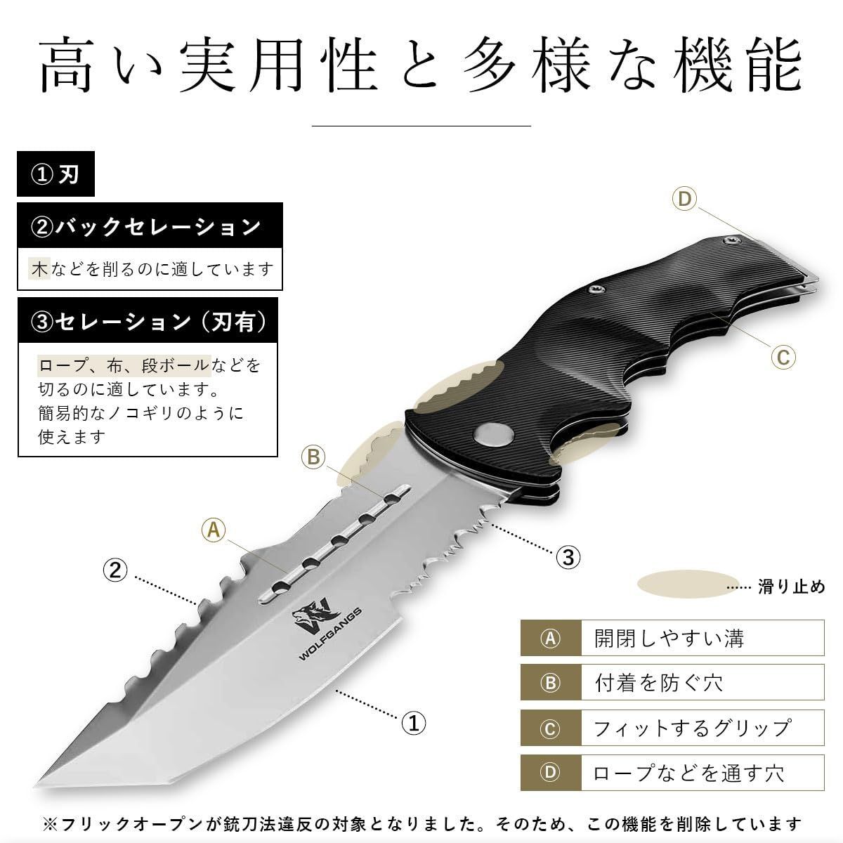 新品 Wolfgangs サバイバルナイフ サバイバル 軍用 ナイフ