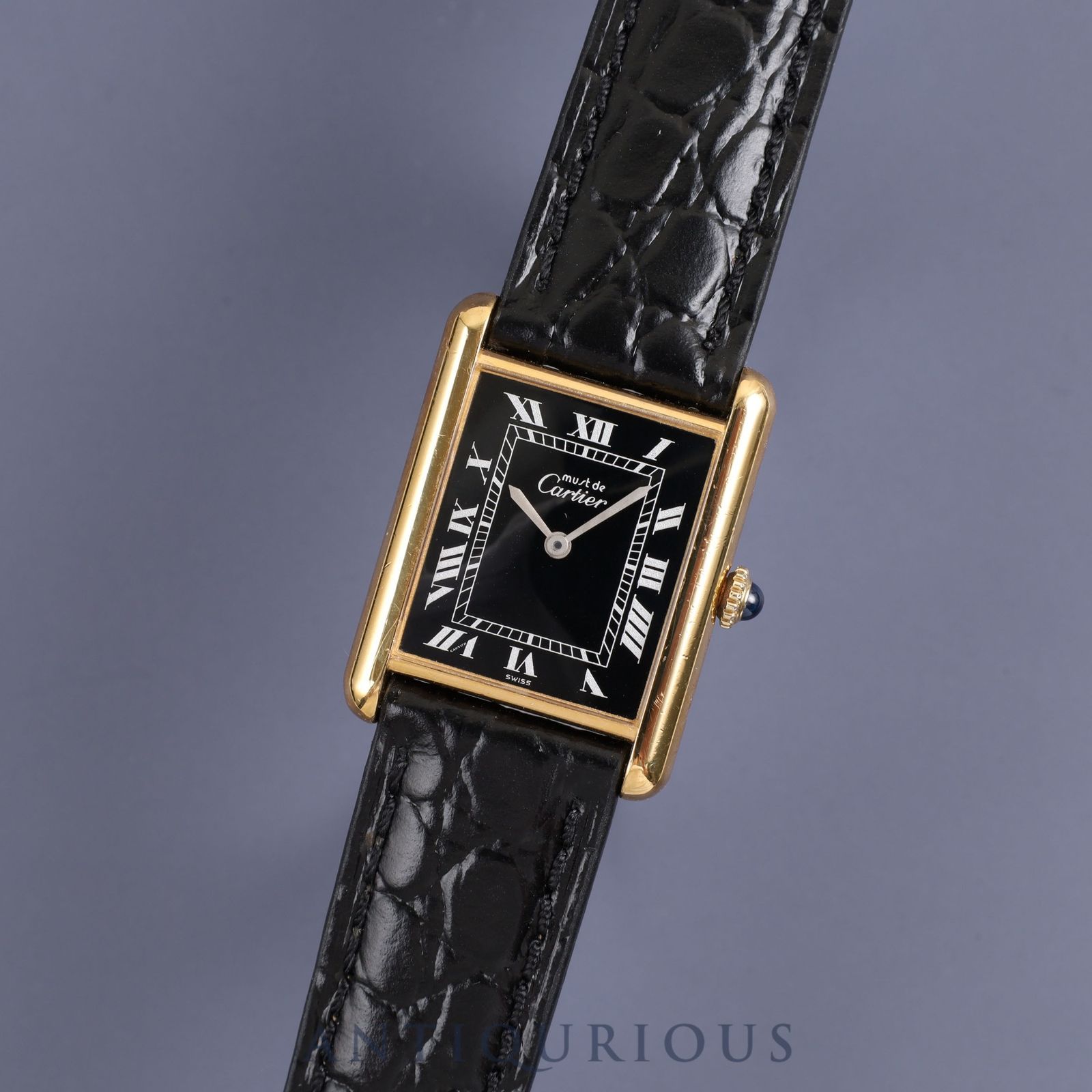 CARTIER カルティエ MUST TANK LM マストタンク LM 手巻き Cal.78-1 SV925 革  純正尾錠（GP）ブラックローマン文字盤 オーバーホール済み - メルカリ